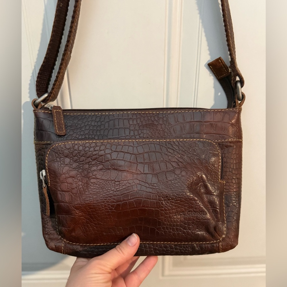 Jack Georges Croc-Embossed Shoulder Bag